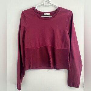 Aritzia Babaton Burgundy Ottoman Empire Waist Corset Long Sleeve Sweater